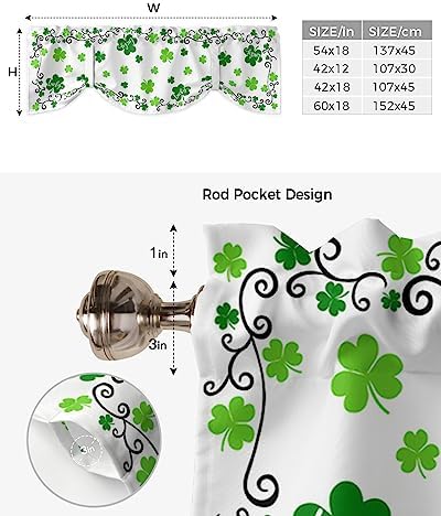 St. Patrick's Day Blackout Tie Up Valance Curtains - Image 6