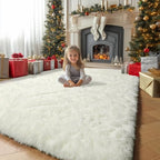 Amdrebio Cream Ivory White Plush Area Rug 4x6 - Image 3