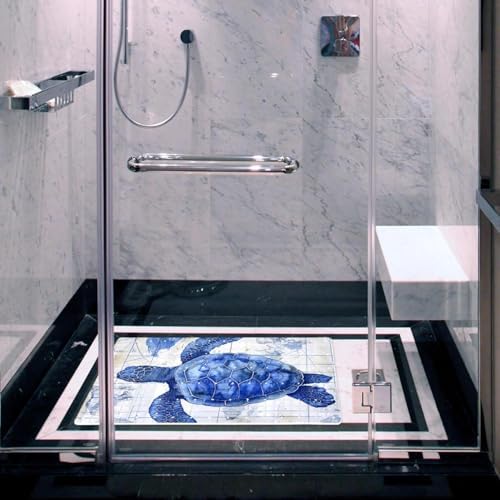 Bathtub Mat Non Slip 26.8x15.1In, Turtle Nautical Map Bath Mat - Image 6