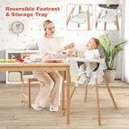 HONEY JOY Baby High Chair, 6 In 1 Convertible Wooden Highchair - Image 4