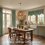StangH 4-Panel Set Velvet Window Valance, 52x18 Inch, Sage Green - Image 2