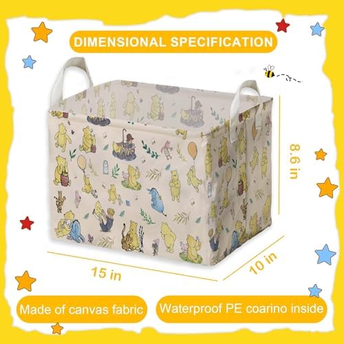 Winnie baby Stuff，Winnie Storage Nursery Basket, Large squarecanvas Laundry - Image 2