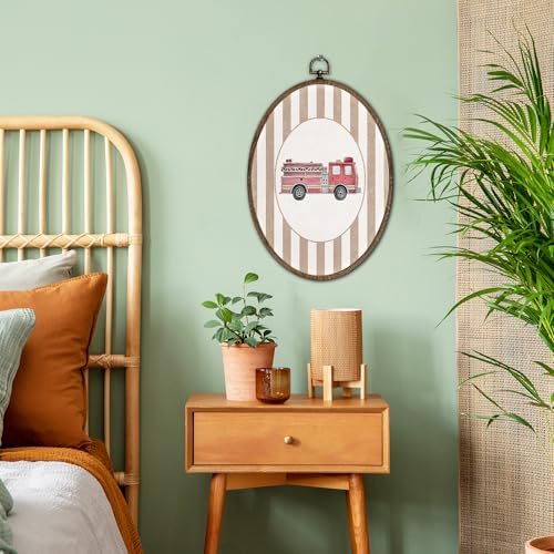 FLAWAFLOMA Vintage Car Nursery Oval Wall Art Decor, Kids Room Canvas Wall Art - Image 3