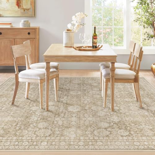 5x7 Area Rugs for Living Room: Washable Vintage Floral Rug Low Pile Non-Slip - Image 3