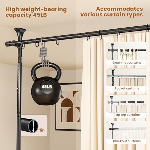 Room Divider Curtain Rods No Drilling, Adjustable Wall Divider 4-10Ft - Image 3