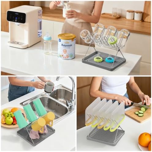 Bottle Drying Rack, Stainless Steel Foldable Water Bottle Drying Rack Organizer - Image 4