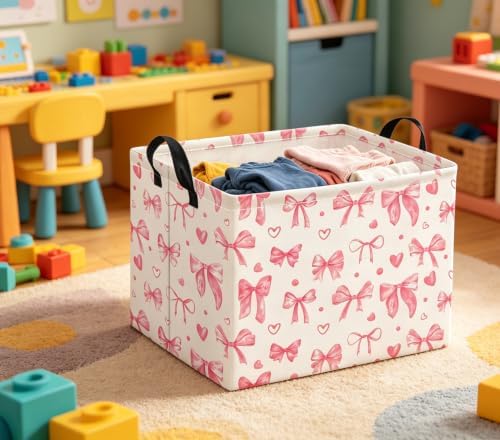 Rectangular Valentines Basket for Women Girls Storage Bin Organizer Box Shelf - Image 2