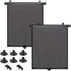 Car Side Window Shades, 2 Pack Retractable Roller Sun Shades, 18 x 20 in by PLTCAT
