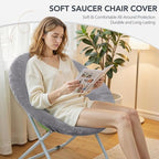 Velvet Stretch Saucer Chair Cover, Round Moon Chair Cover - Image 3