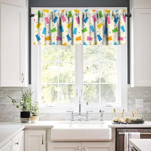 Dessert Valances Curtain Colorful Gummy Bears Candies Pattern Window Treatment - Image 5