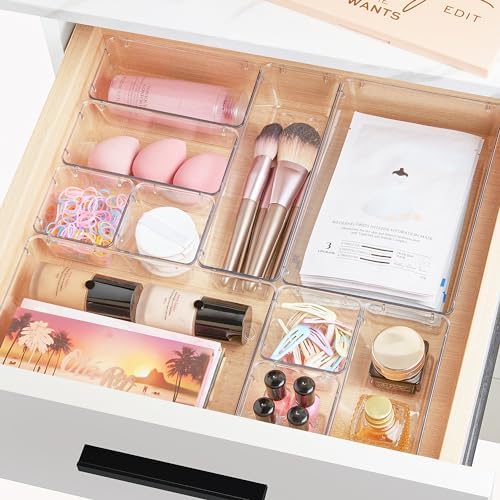 Vtopmart 44 PCS Clear Plastic Drawer Organizers Set, Vanity Organizer Trays - Image 3