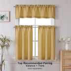 Chyhomenyc Gold Valance for Windows, Light Filtering Faux Linen Textured Small - Image 2