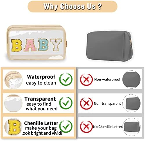 2 Pcs Chenille Letter Clear Makeup Bag Mama Baby Pouch, Mama Baby Hospital - Image 4
