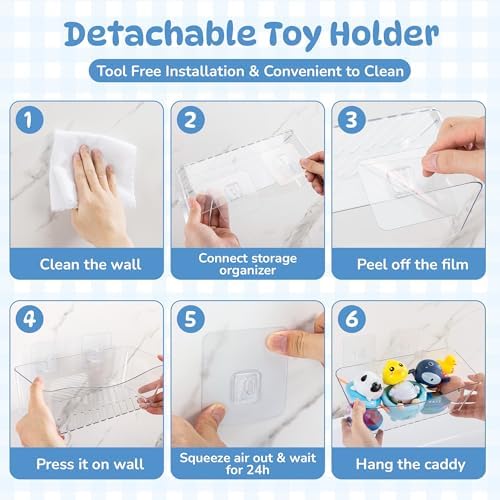 Imncya Bath Toy Storage Holder, 2 Pack Clear Bathtub Organizer - Image 6
