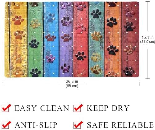 Bathtub Mat Non Slip 26.8x15.1In, Dogs Paws on Plank Bath Mat - Image 4