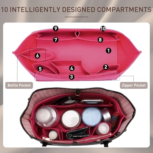 Doxo Purse Organizer Insert for Handbags & Base Shaper 2pc Set, Felt Neverfull - Image 4