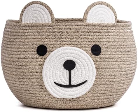 CherryNow Large Baby Basket for Gifts Empty, Cute Bear Design, Light Brown by CherryNow
