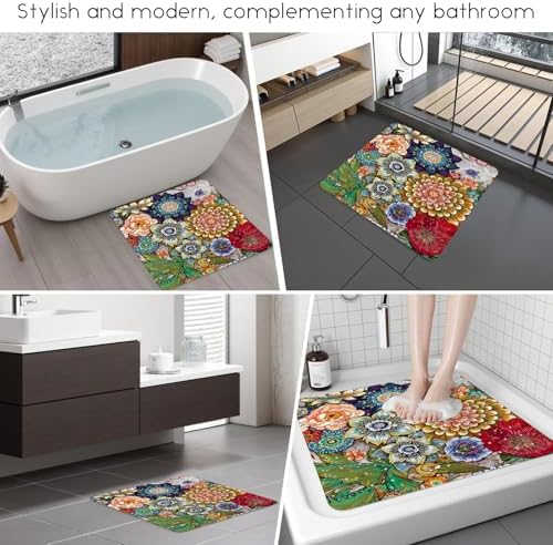 Bathtub Mat Non Slip, Bohemia Square Bath tub Mat Shower Floor Mat - Image 6