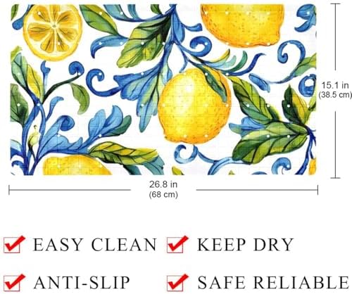 Bathtub Mat Non Slip 26.8x15.1 Inch, Lemon Florals Shower Mat - Image 4