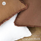 Foindtower Decorative Linen Fringe Throw Pillow Covers 26×26 Inch - Image 4