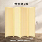 JOSTYLE Room Divider 4 Panel Folding Privacy Screen, Woven Bamboo - Image 2