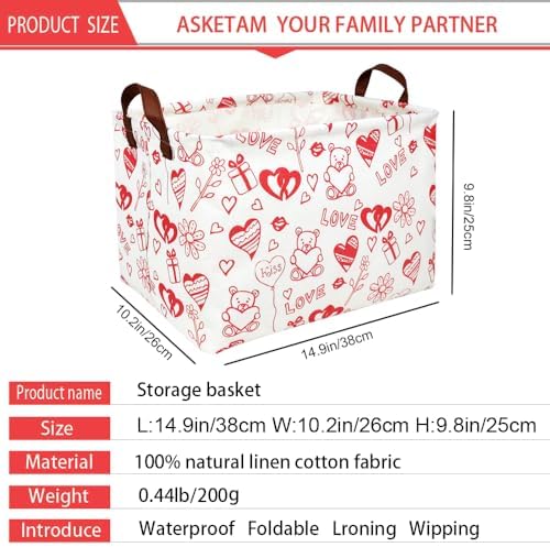 Valentine's Day Basket Gift for Empty Cute Heart Large Storage Bin for Kid and - Image 5