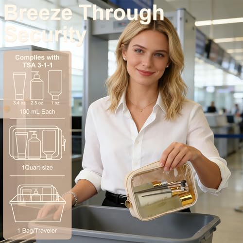 YOPCDJ 2PCS Clear Makeup Bag Set, Waterproof TPU Purse Organizer Pouches - Image 5