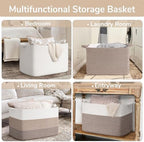 Goodpick 105L Extra Large Woven Rope Blanket Basket, Light Brown - Image 4