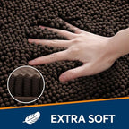 Chenille Bathroom Rug 20"x32" Brown, Non-Slip Plush Bath Mat - Image 3
