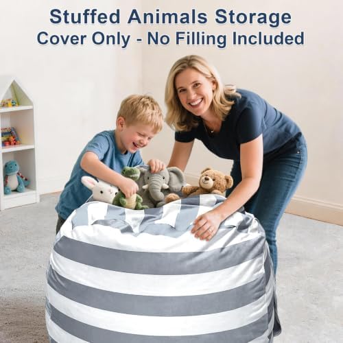 Lukeight Stuffed Animal Storage Bean Bag Chair Cover - Image 4