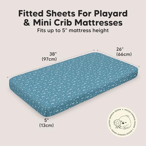 2pk Mini Crib Sheets Fitted 38x26 Pack N Play Mattress Sheet - Image 3