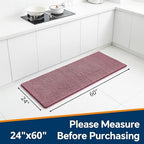 Chenille Bathroom Runner Rug 24"x60" Dusty Rose, Plush Bath Mat - Image 2