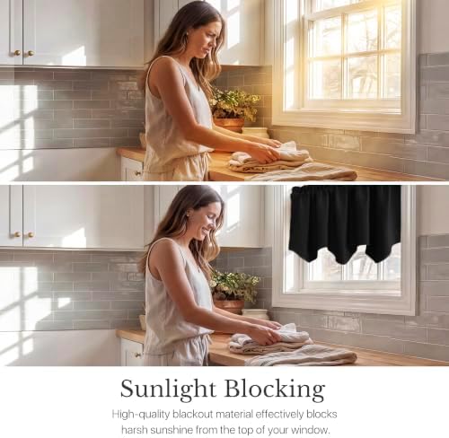 NICETOWN Black Valances for Windows Blackout Small Curtain for Basement - Image 2