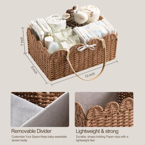 HBlife Baby Diaper Caddy, Paper Rope Storage Baskets Nursery Bin - Image 5