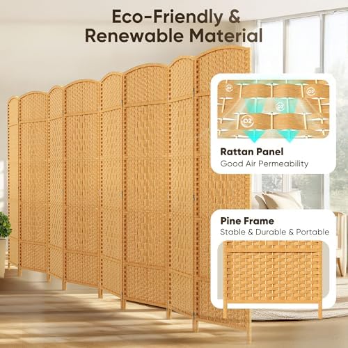 JOSTYLE 8 Panel Room Divider, Privacy Screen & Room Separation, Extra Wide - Image 3