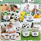 Soccer Woven Basket- Small Cotton Rope Gift Basket Embroidered Football - Image 6