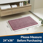 Chenille Bathroom Rug 24"x36" Dusty Rose, Non-Slip Plush Bath Mat - Image 2