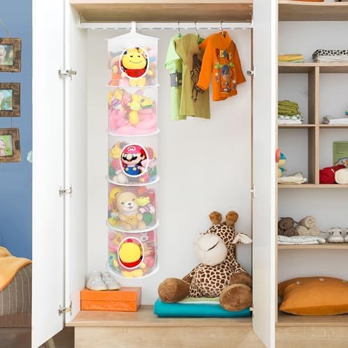 Hanging Stuffed Animal Storage Hammock Net 5 Tiers - Image 2