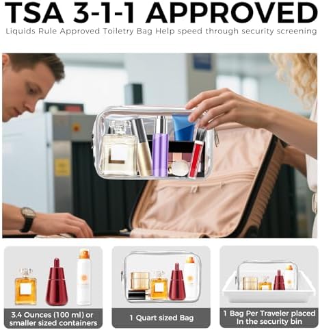 AURUZA Clear Makeup Bag, Portable Travel Toiletry Bags - Image 3