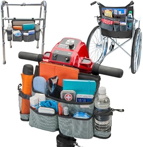 Mobility Scooter Bag with Bottle and Cup Holders and 6 Organized Pockets by HighRoad