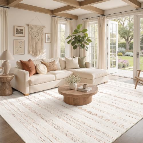 Nakagishi Boho 9x12 Area Rug Living Room Rugs Machine Washable Brown - Image 2