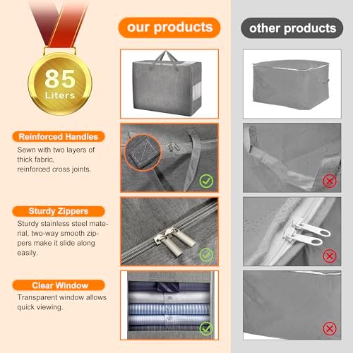 2 Pack 85L Comforter Storage Bags, Extra Large Bedding Storage Bags - Image 5