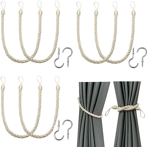 BEL AVENIR Curtain Tiebacks Ropes Tie-Backs, Handmade Holdbacks by BELAVENIR