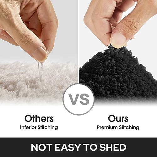 HOMEIDEAS Bathroom Rugs Sets 2 Piece, Super Soft Non Slip Bath Mat Black - Image 6