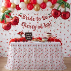 4 Pcs Cherry Table Runners 29 X 70 Inch Glitter Tulle Lace - Image 6