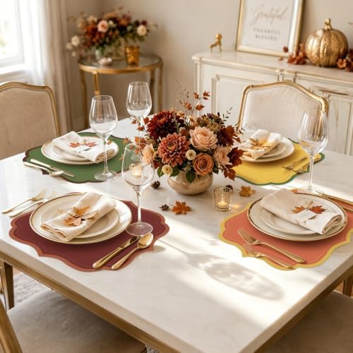 Stuffygreen 100 Pcs Christmas Paper Placemats 13.4 x 12 Inch Scalloped Xmas - Image 4