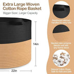 MEGASKET Extra Large Storage Basket, Decorative Kids Dog Toy Bin Box, Big Woven - Image 2