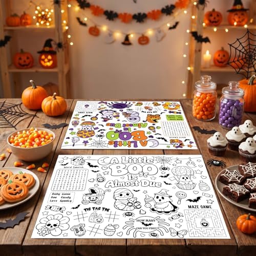 12PCS Halloween Baby Shower Coloring Placemats A Little Boo is Almost Due - Image 3
