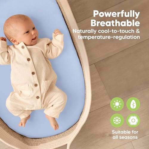 2-Pack Baby Bassinet Sheets Girl, 33x17 Bedside Sheets - Image 4