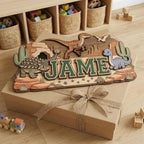Personalized Dinosaur Nursery Name Sign, Custom Dino Bedroom Wall Decor - Image 3